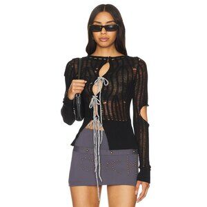Zemeta Ribbed Soul Asymmetric Sweater in Black